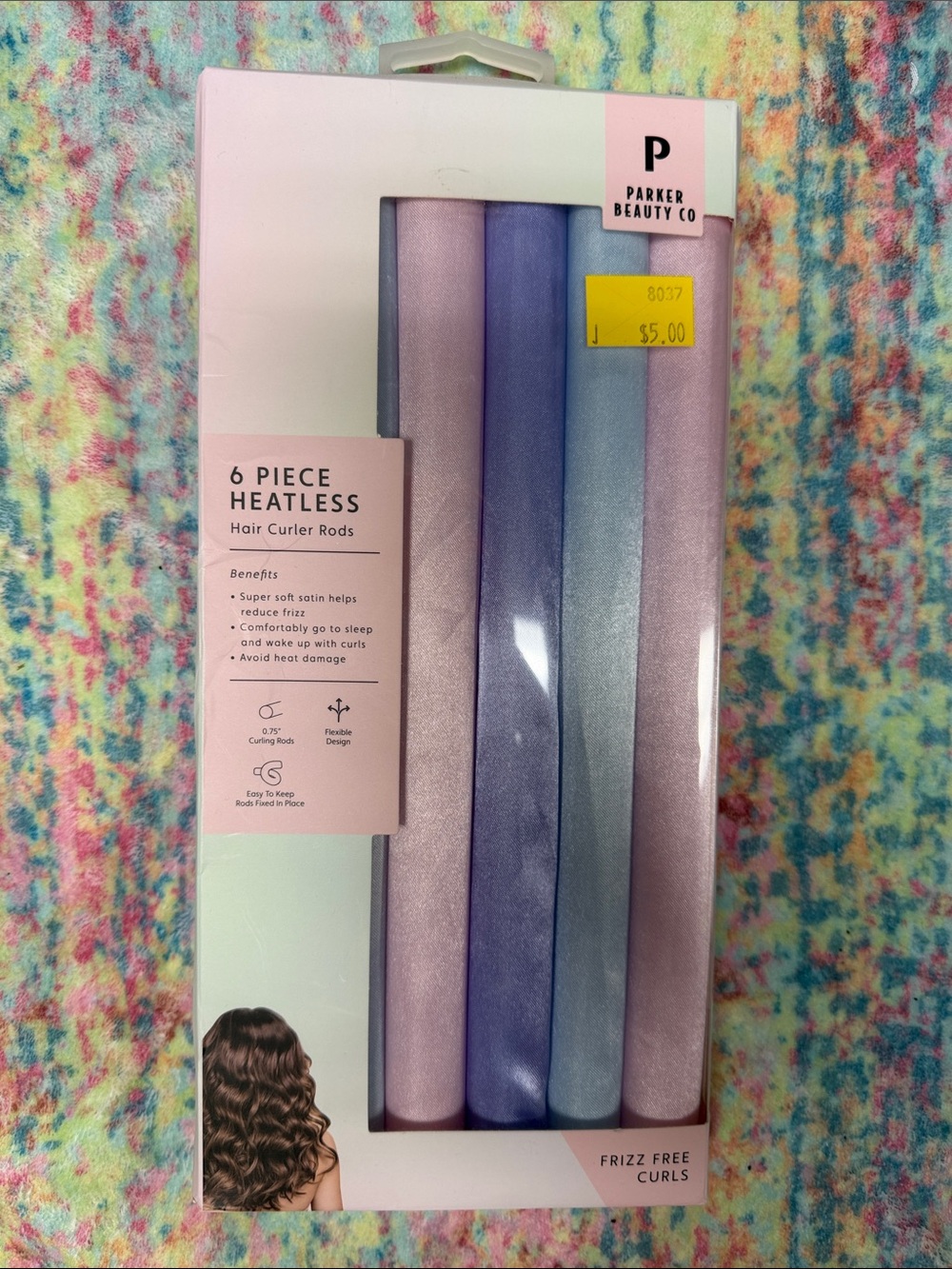 Parker Beauty Co Heatless Hair Curler Rods โ Pink & Blue, 6-Pack